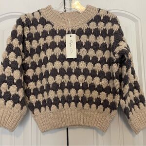 Rylee + Cru Relaxed Knit Sweater slate stripe.     Natural-Slate size 18-24M